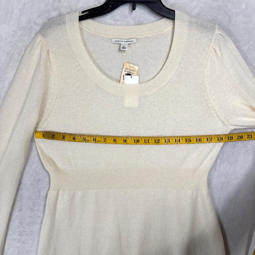 NWT Y2K Banana Republic Cream Babydoll Sweater Size L‎ Bell Sleeve Wool Cashmere - Picture 11 of 16
